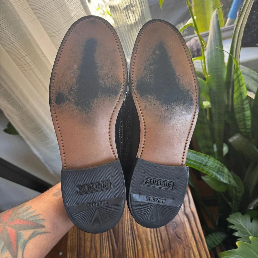 Stuart‎ McGuire Black Leather Longwing Brogue Spring-Step Cushion Shoes 7.5